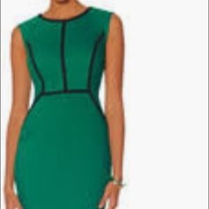 Textured Contrast Trim Sheath Dress